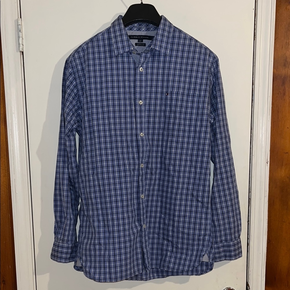 Tommy Hilfiger Navy Plaid Button Down Shirt